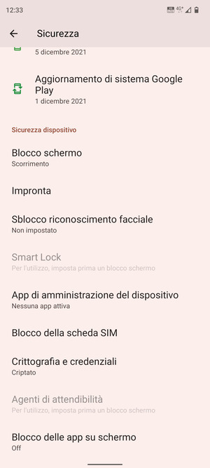 Per cambiare il PIN della scheda SIM, scorri e seleziona Blocco della scheda SIM