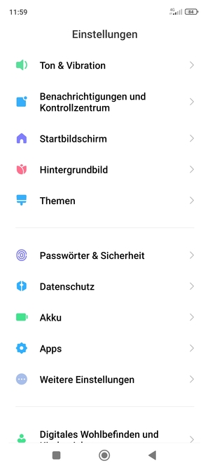 Scrollen Sie und wählen Sie Passwörter & Sicherheit