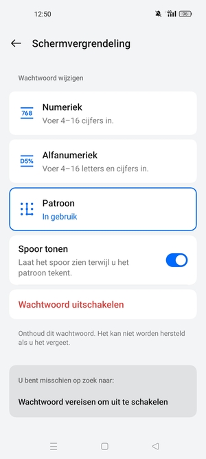 Uw telefoon is nu beveiligd met een schermvergrendeling