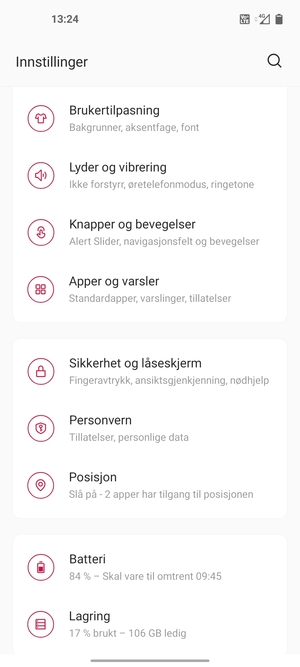 Bla til og velg Sikkerhet og låseskjerm