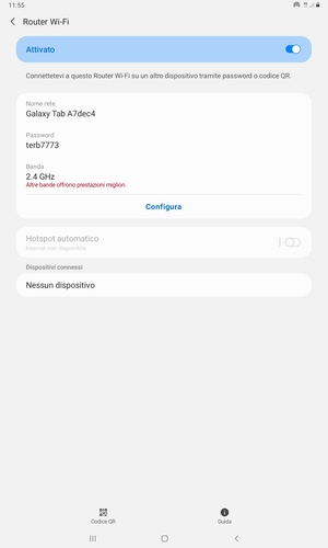 Il tuo tablet è ora configurato per essere usato come modem