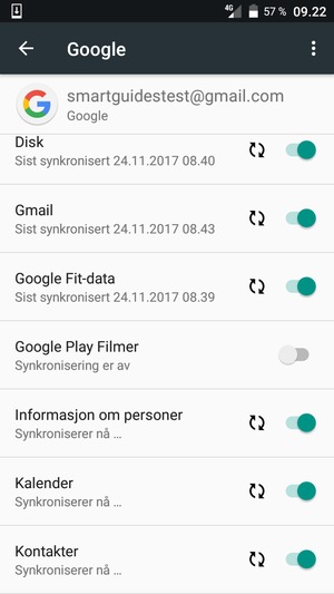 Dine kontakter fra Google vil synkroniseres til din Doro