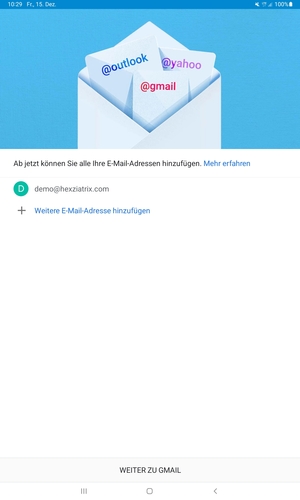 Wählen Sie WEITER ZU GMAIL