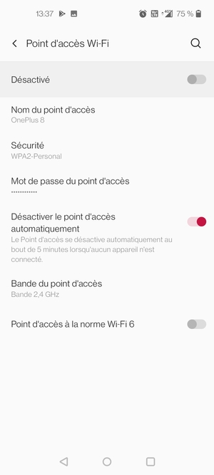 Sélectionnez Mot de passe du point d'accès