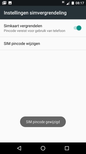 Uw SIM pincode is gewijzigd