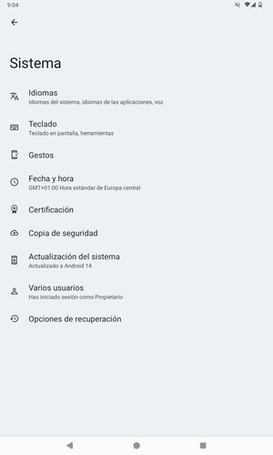 Seleccione Actualización del sistema