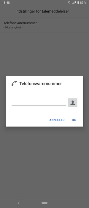Indtast Telefonsvarernummer og vælg OK