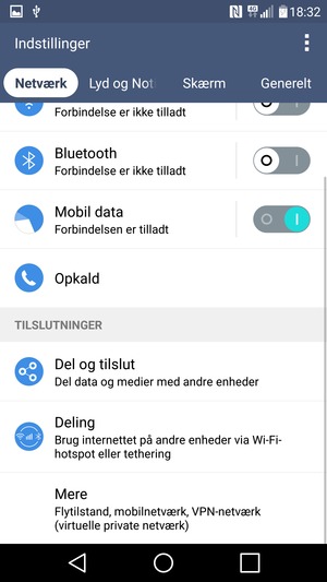 Vælg Netværk og Mere