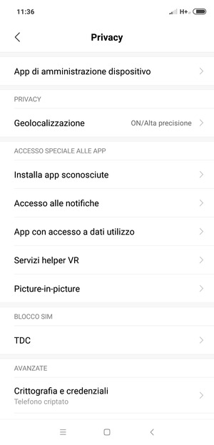 Seleziona BLOCCO SIM