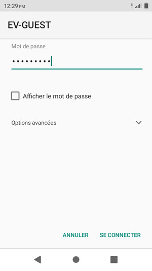 Saisissez le mot de passe du Wi-Fi et sélectionnez SE CONNECTER
