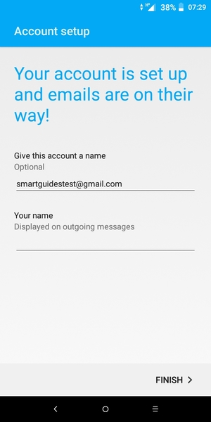 Give your account a name and enter your name. Select FINISH