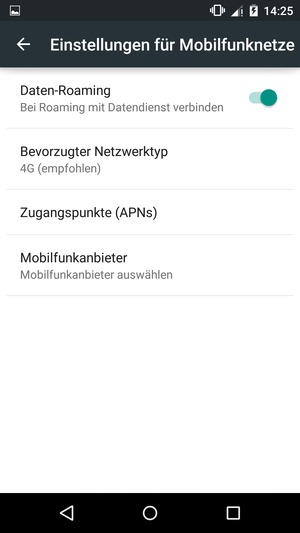 Schalten Sie Daten-Roaming an oder aus