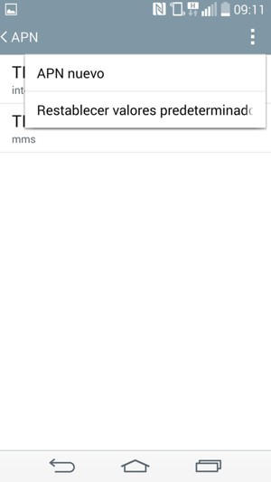 Seleccione Restablecer valores predeterminados