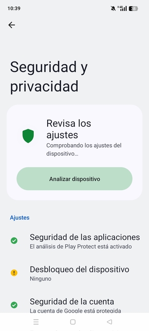 Para activar su bloqueo de pantalla, vaya al menú Seguridad y privacidad y seleccione Desbloqueo del dispositivo