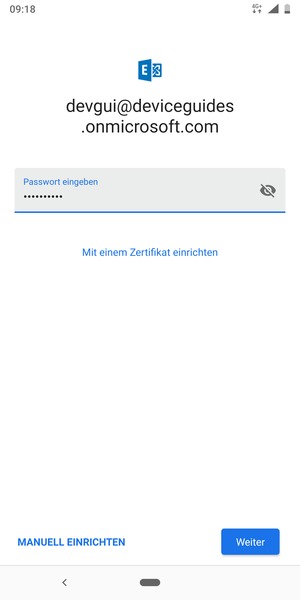 Geben Sie Ihre Passwort ein und wählen Sie MANUELL EINRICHTEN