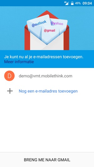Selecteer BRENG ME NAAR GMAIL
