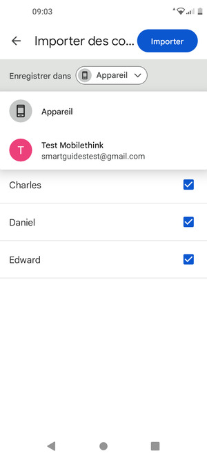 Sélectionnez votre compte Google