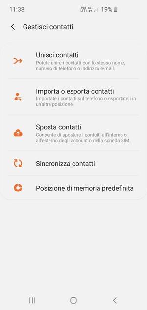 Seleziona Importa o esporta contatti