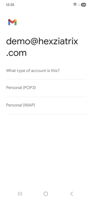 Select Personal (POP3) or Personal (IMAP)