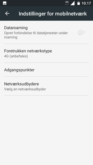 For at skifte netværk, hvis der opstår netværksproblemer, vælg Netværksudbydere
