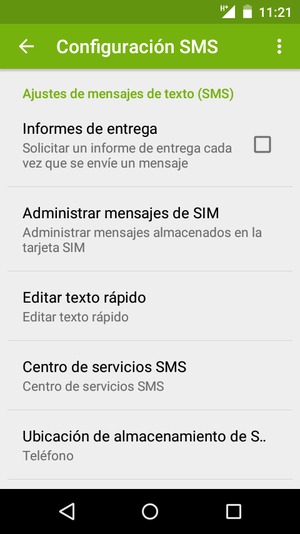 Seleccione Centro de servicios SMS