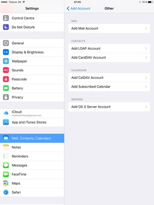 Select Add Mail Account
