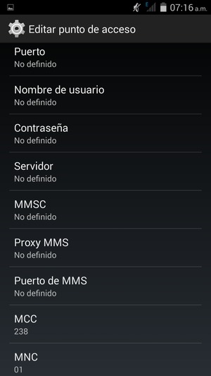 Desplácese hacia abajo e introduzca la información MMS