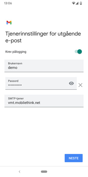 Skriv inn utgående serveradresse