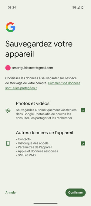 Sélectionnez votre options préférées et sélectionnez Confirmer