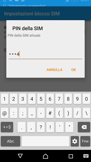 Inserisci PIN della SIM attuale e seleziona OK