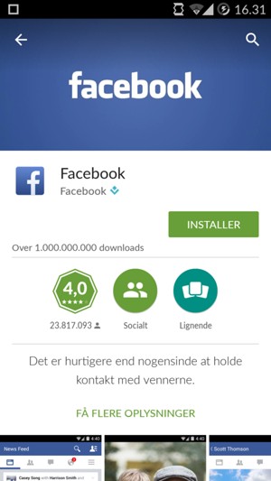 Vælg INSTALLER