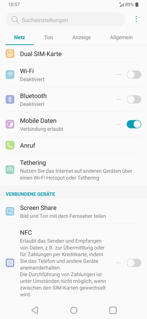 Wählen Sie Netz