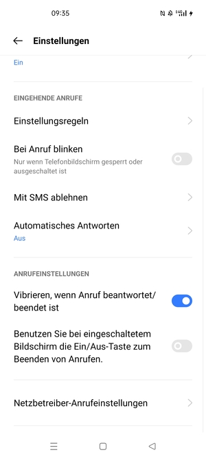 Scrollen Sie und wählen Sie Netzbetreiber-Anrufeinstellungen