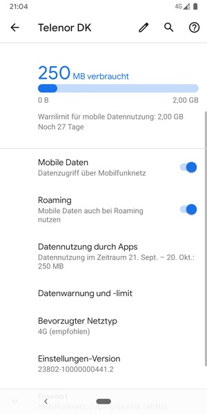 Schalten Sie Roaming an oder aus