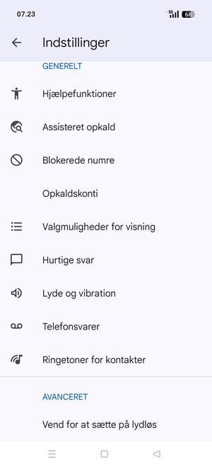 Scroll til og vælg Telefonsvarer