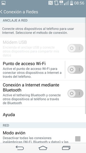 Seleccione Punto de acceso Wi-Fi