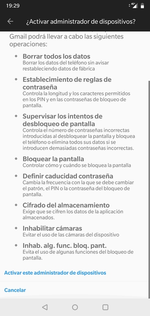 Desplácese y seleccione Activar este administrador de dispositivos