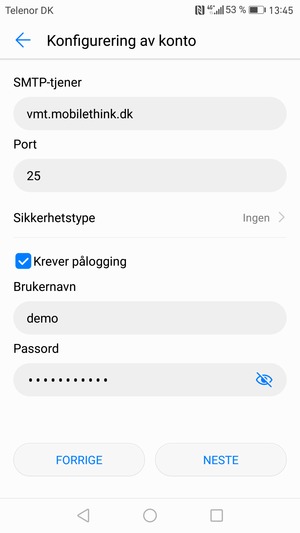 Skriv inn utgående serveradresse