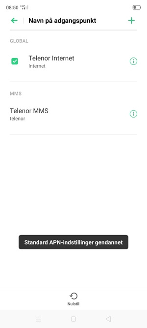 Vælg Nyt APN
