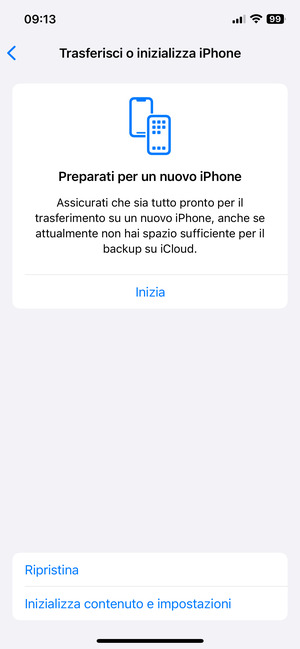 Seleziona Inizializza contenuto e impostazioni