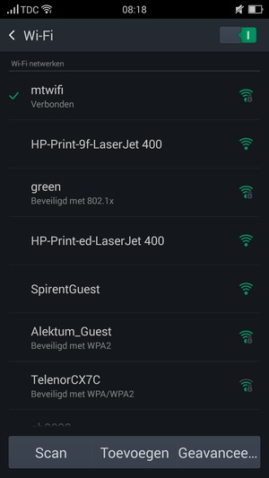 U bent nu verbonden met het WiFi-netwerk