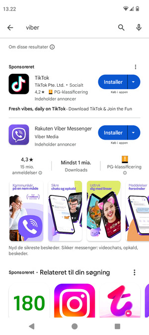 Vælg appen