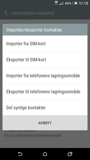 Velg Importer fra SIM-kort