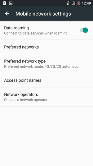 Turn Data roaming on or off