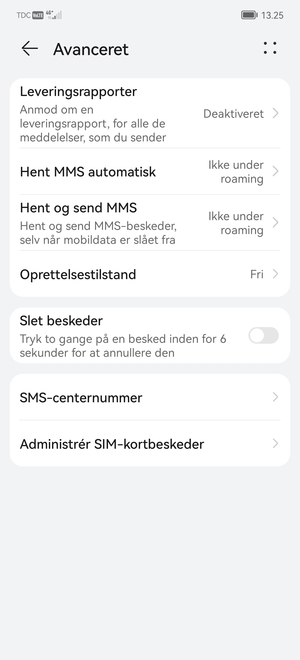 Vælg SMS-centernummer