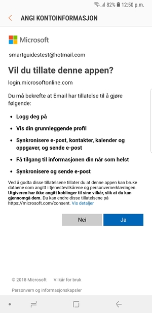 Velg Ja