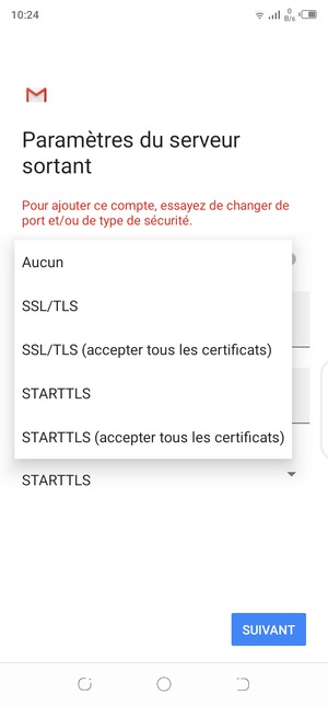 Sélectionnez Aucun puis SUIVANT