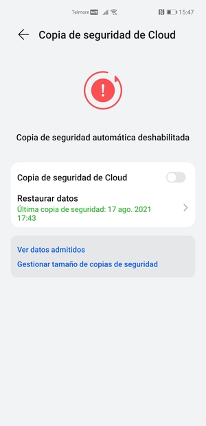 Active Copia de seguridad de Cloud