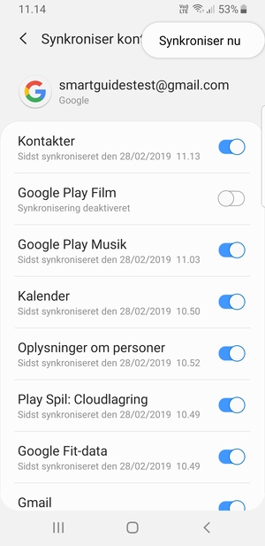 Vælg Synkroniser nu