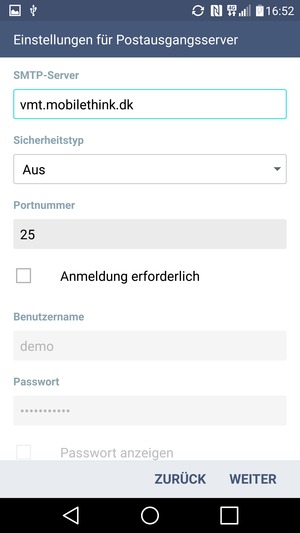 Deaktivieren Sie das Kontrollkästchen Anmeldung erforderlich und wählen Sie WEITER